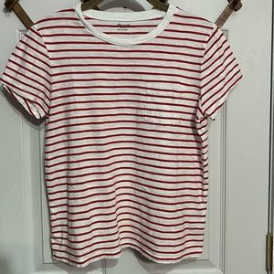 Madewell Small Red Stripe Shortsleeved Pocket Tee